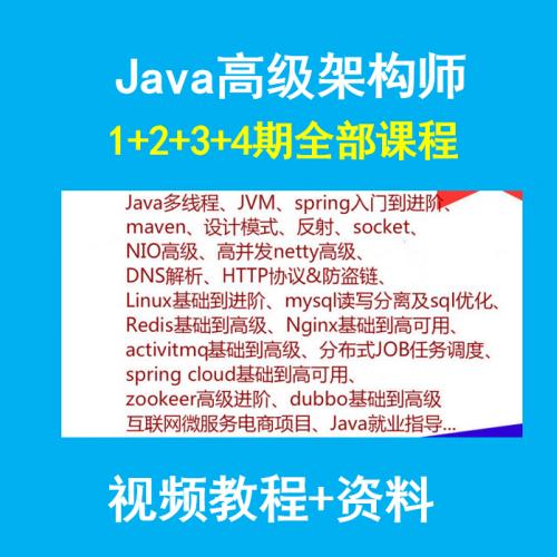  Java开发高级全栈架构师视频教程含主流框架zookeeper/Spring boot cloud
